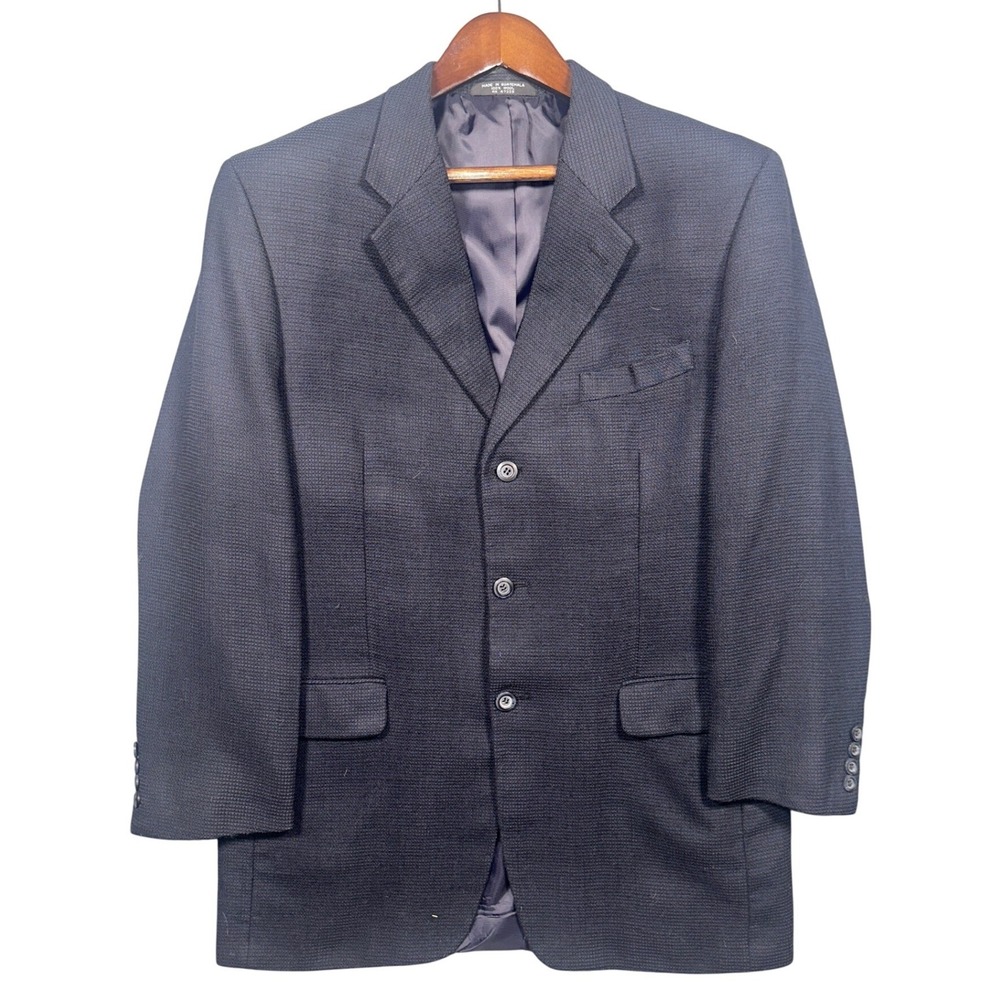 Jones New York Blazer Men 42L Navy Blue 100% Wool‎ 3-Button Sport Coat